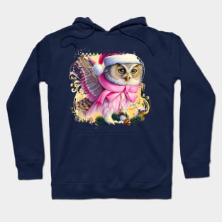 Vintage Pink Christmas Owl Hoodie